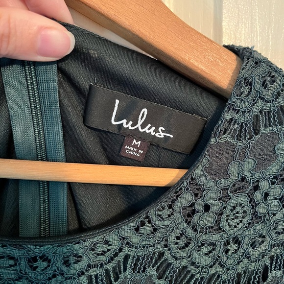 Lulu's Dark Green Lace Overlay Dress - Picture 6 of 6